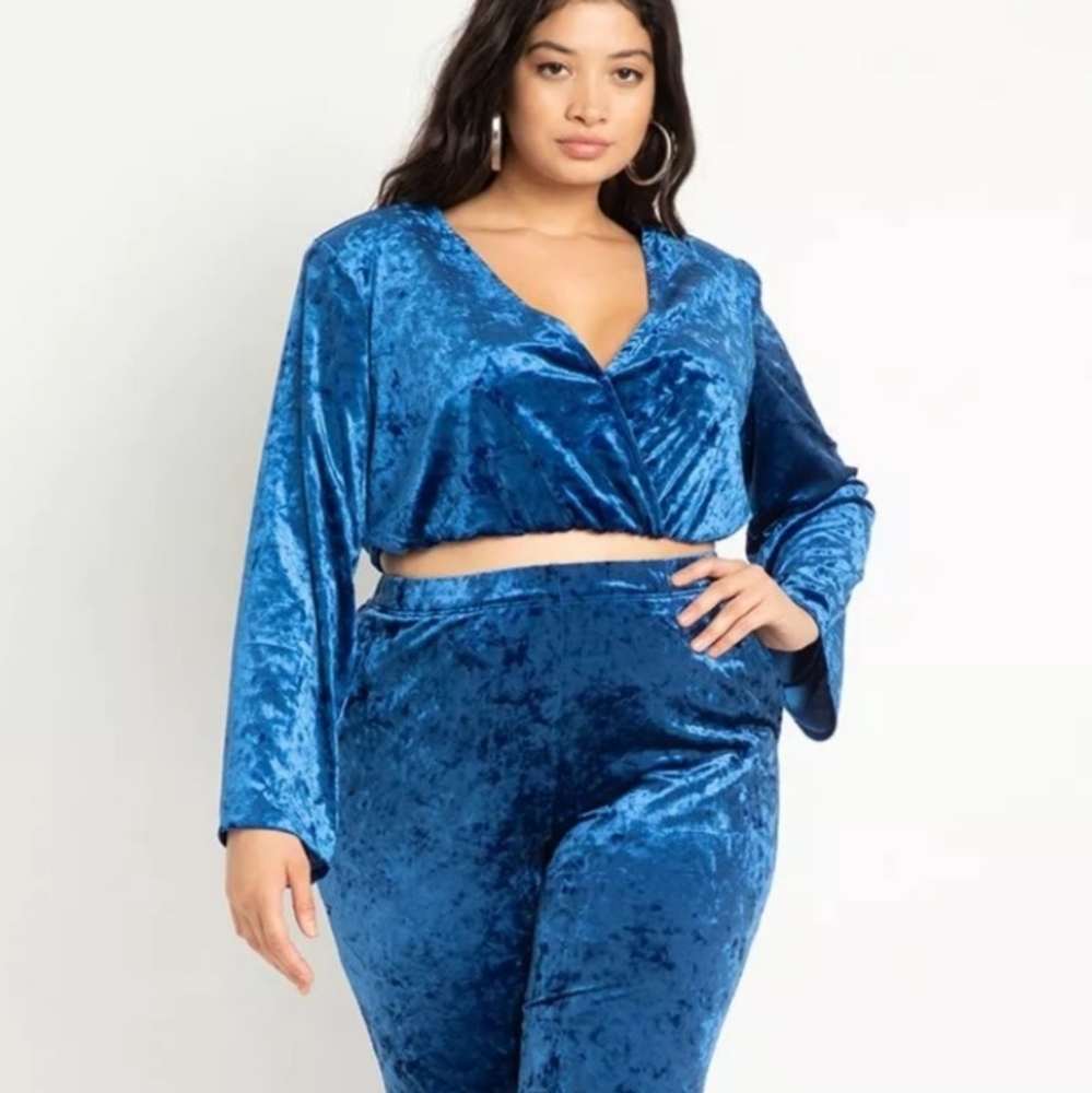 Crushed Velvet Surplice Crop Top - Picture 5 of 5